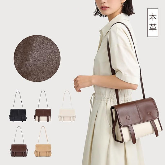 ショルダーバッグ 本革 レディース 2way 小ぶり 斜め掛けバッグ 軽量 自立 小さめ おしゃれ 大容量 柔らかい シンプル カジュアル 人気 通勤-アイボリー