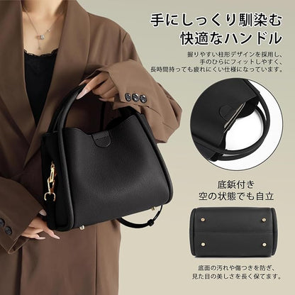 ショルダーバッグ 高級本革 レディース 3way ハンドバッグ 3室収納 大容量 高見え 斜め掛けバッグ シンプル カジュアル 肩がけ 手持ち 人気 通勤-ブラック